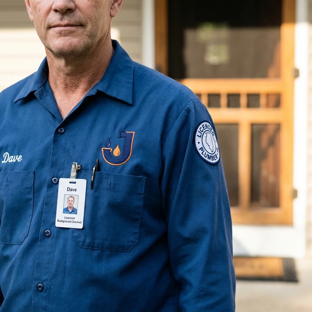 Licensed plumber showing ID badge in Chester, NH