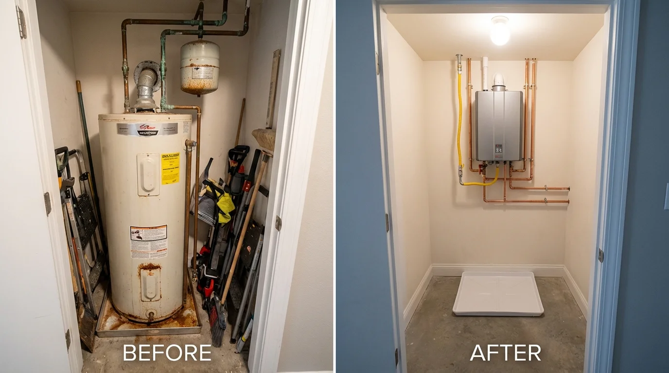 Tank water heater versus wall-mounted tankless unit comparison for Chester, NH homeowners